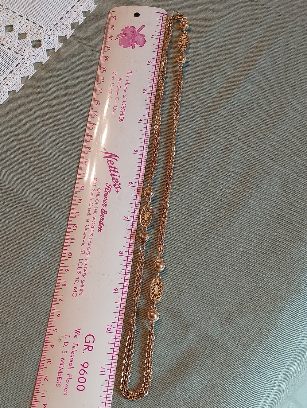 Diamond-cut Goldtone Dainty Filigree Link Bracelet And Station Necklace EUC - Picture 13 of 16